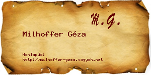 Milhoffer Géza névjegykártya
