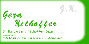 geza milhoffer business card