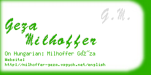 geza milhoffer business card